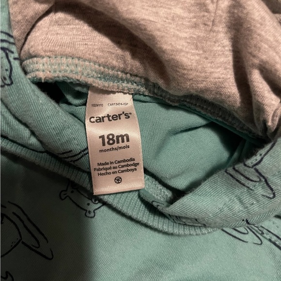 CARTER'S Hippo Hooded Romper - Picture 3 of 4